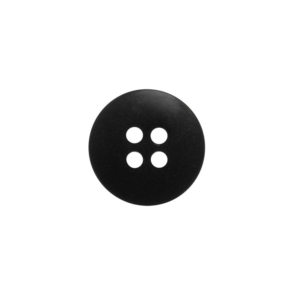 Plastic 4-Hole Button - 24L/15mm - Matte Black Smooth Top - Detail Plastic 4-Hole Button - 24L/15mm - Matte Black Smooth Top - Detail