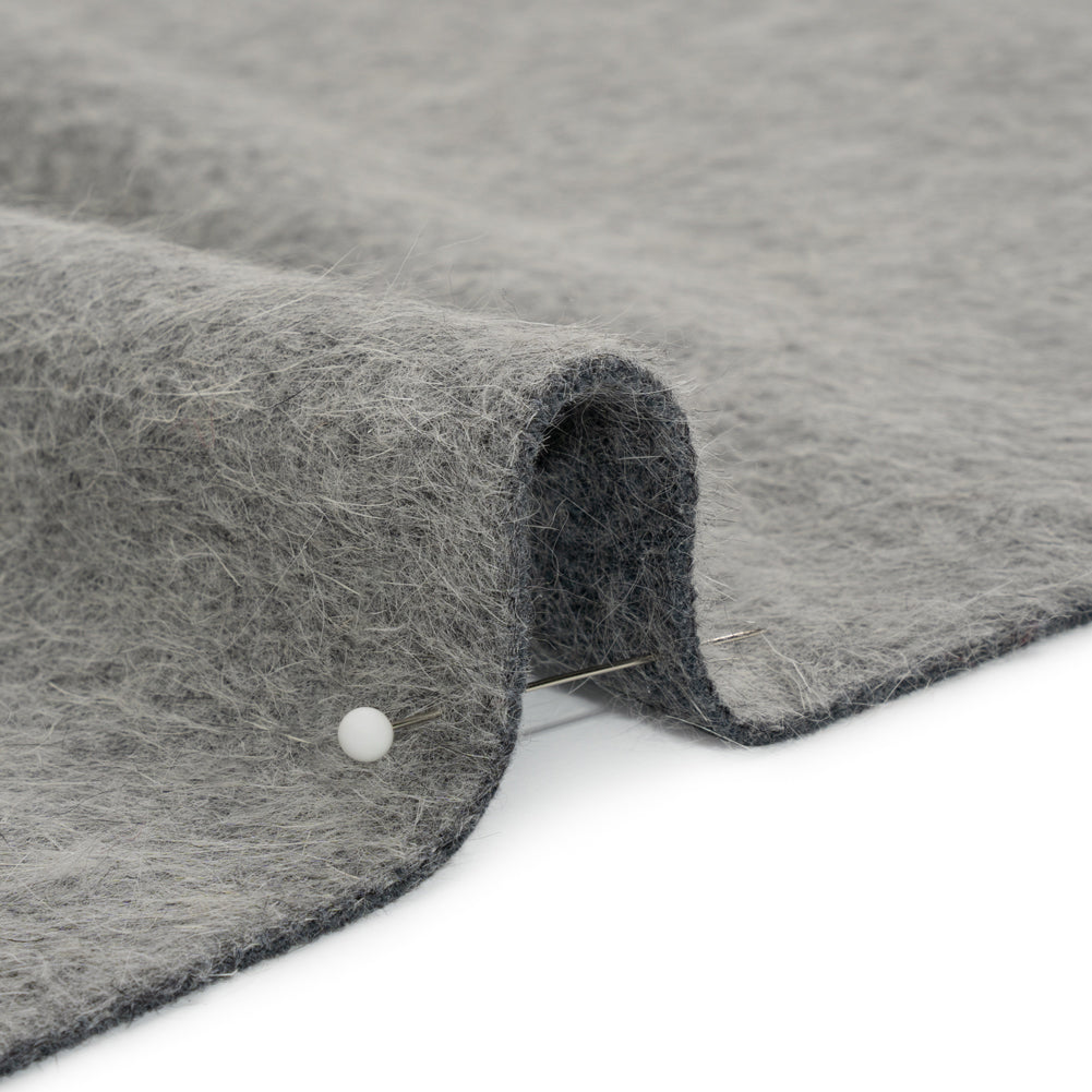 Gray Fuzzy Blended Wool Coating Detail Gray Fuzzy Blended Wool Coating Detail