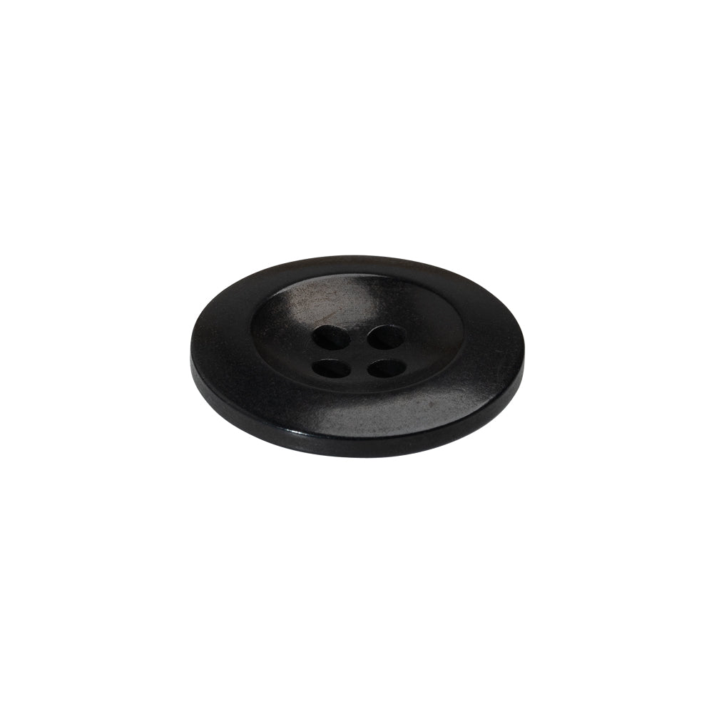 Plastic 4-Hole Button - 32L/20mm - Black Saucer - Folded Plastic 4-Hole Button - 32L/20mm - Black Saucer - Folded