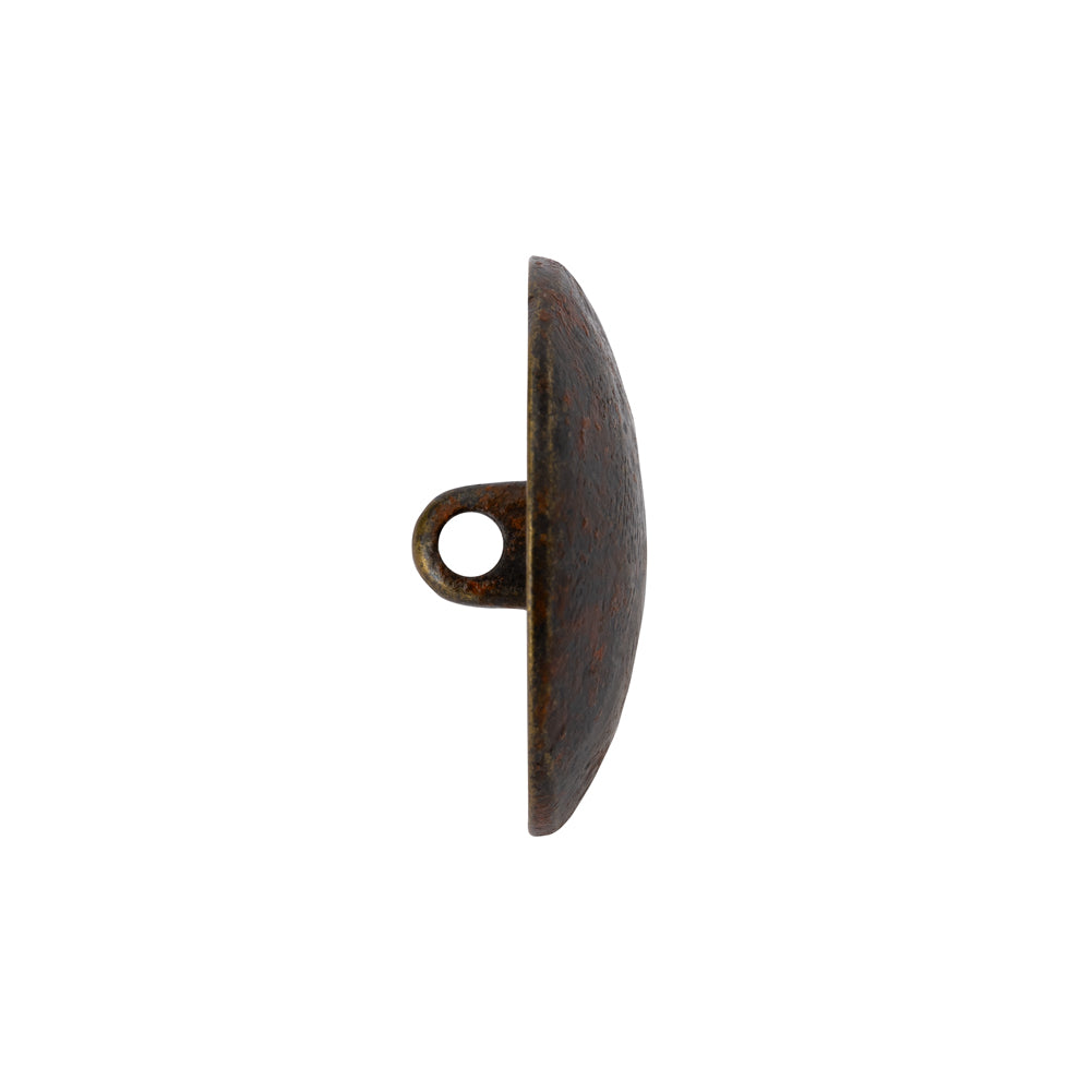 Metal Shank Back Button - 36L/23mm - Distressed Antique Brass - Folded Metal Shank Back Button - 36L/23mm - Distressed Antique Brass - Folded