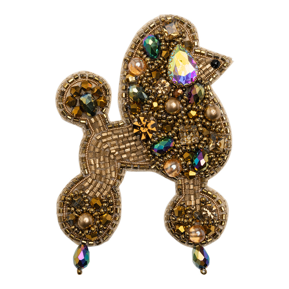 Rhinestones and Glass Beaded Applique, 3.5" x 2.375" - Gold and Oilslick Poodle - Alice Collection Rhinestones and Glass Beaded Applique, 3.5" x 2.375" - Gold and Oilslick Poodle - Alice Collection