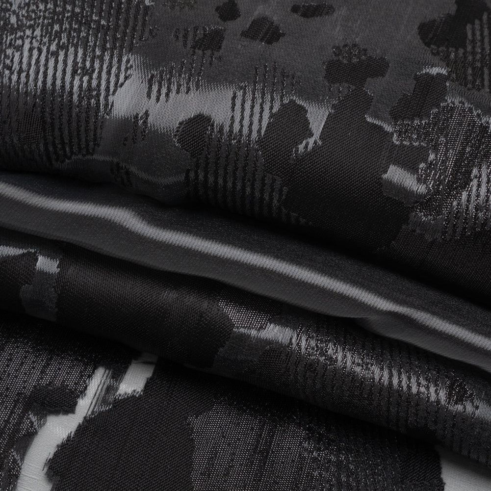 Metallic Black Abstract Luxury Burnout Brocade - Folded Metallic Black Abstract Luxury Burnout Brocade - Folded