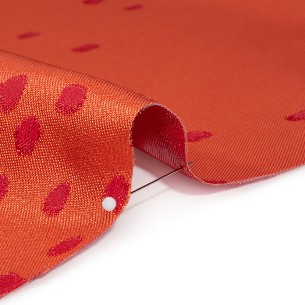 Metallic Red and Orange Spotted Gradient Luxury Brocade - Detail Metallic Red and Orange Spotted Gradient Luxury Brocade - Detail