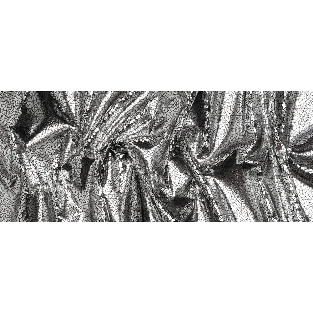 Silver Geometric Crackle Metallic Foiled Chenille Full Silver Geometric Crackle Metallic Foiled Chenille Full
