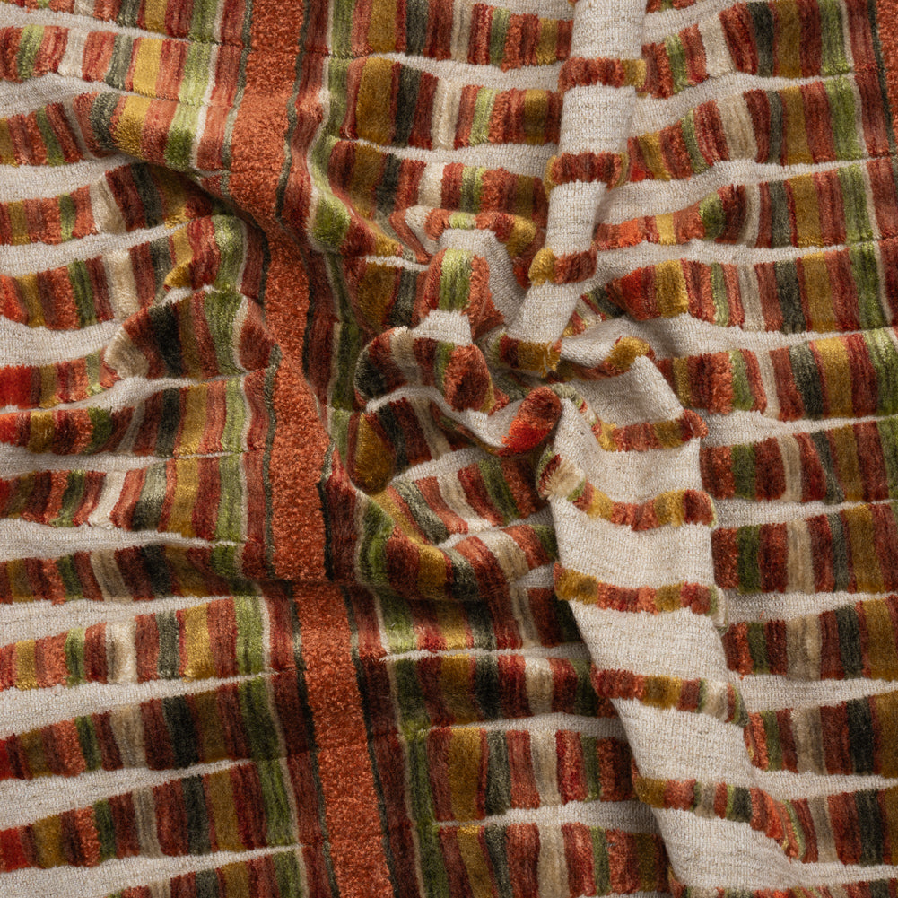 Horizon Stripes and Plush Velvet Undulating Lines Upholstery Woven Horizon Stripes and Plush Velvet Undulating Lines Upholstery Woven