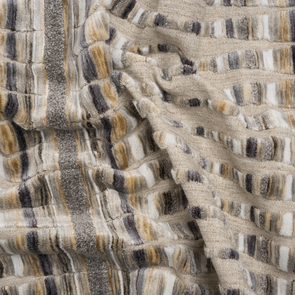 Sandstone Stripes and Plush Velvet Undulating Lines Upholstery Woven Sandstone Stripes and Plush Velvet Undulating Lines Upholstery Woven