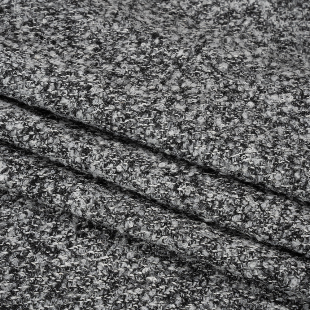 Black and White Tweedy Wool Blend Boucle Folded Black and White Tweedy Wool Blend Boucle Folded