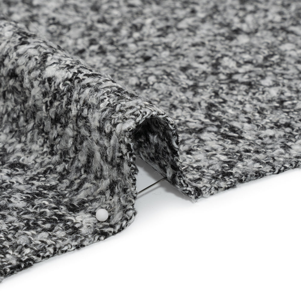 Black and White Tweedy Wool Blend Boucle Detail Black and White Tweedy Wool Blend Boucle Detail