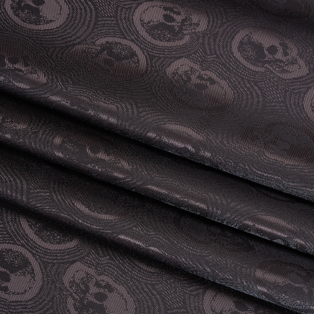 Skulls Jacquard Lining - Black and Charcoal Bi-Color - Folded Skulls Jacquard Lining - Black and Charcoal Bi-Color - Folded