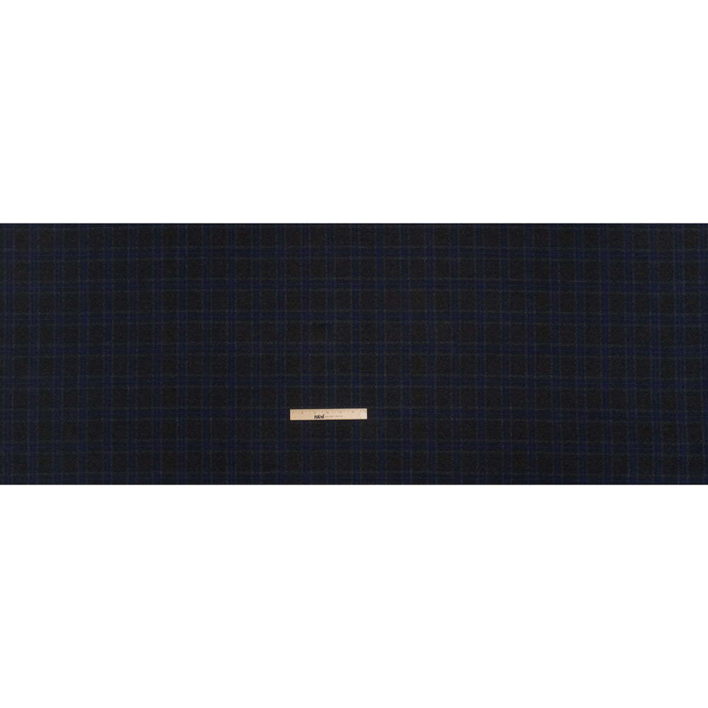 Wool Blend Woven - Charcoal and Blue Plaid - Deadstock Full Wool Blend Woven - Charcoal and Blue Plaid - Deadstock Full