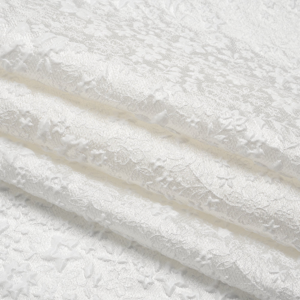 Metallic Luxury Brocade - White Little Flowers - Folded Metallic Luxury Brocade - White Little Flowers - Folded