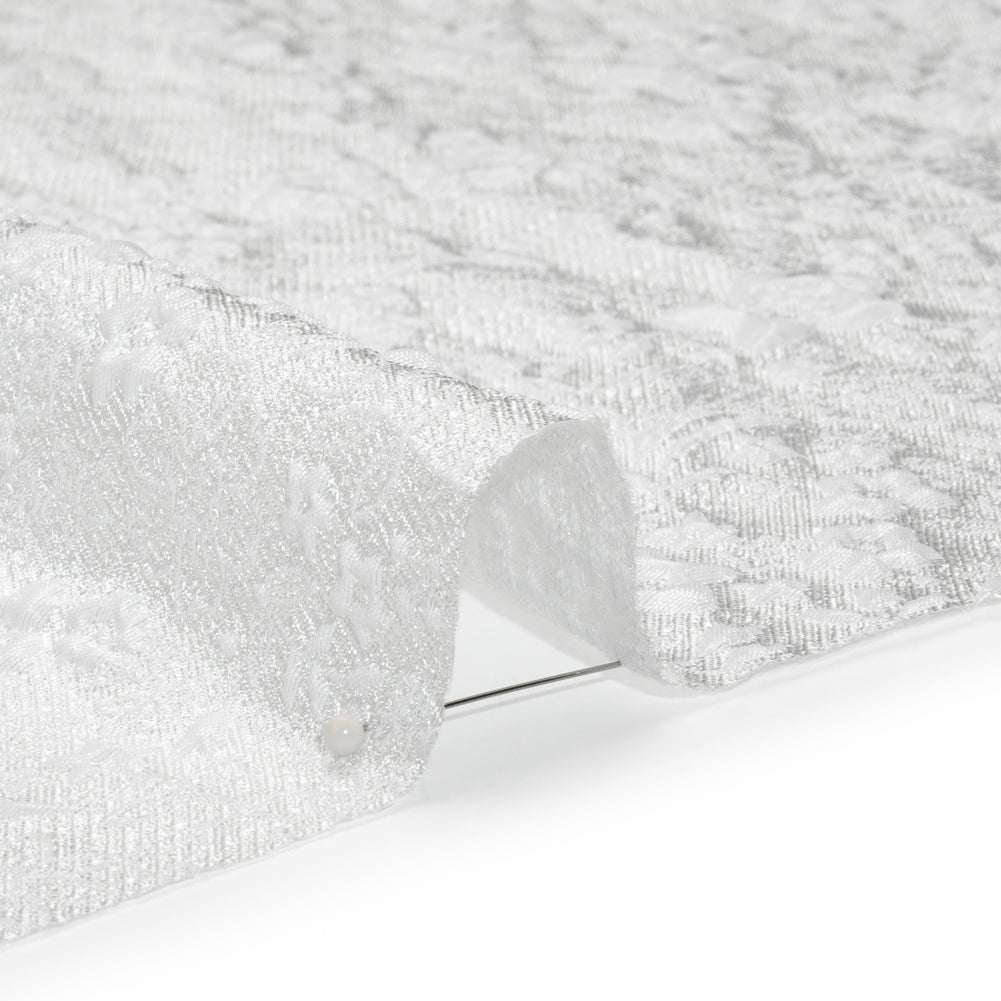 Metallic Luxury Brocade - White Little Flowers - Detail Metallic Luxury Brocade - White Little Flowers - Detail