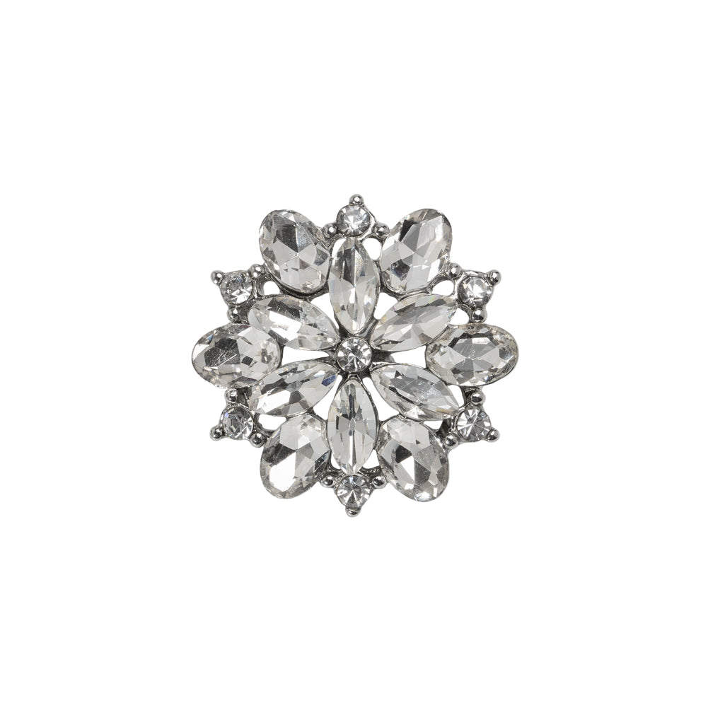Rhinestone and Metal Shank Back Button - 32L/20mm - Crystal and Nickel-Free Silver Little Open Flower Rhinestone and Metal Shank Back Button - 32L/20mm - Crystal and Nickel-Free Silver Little Open Flower