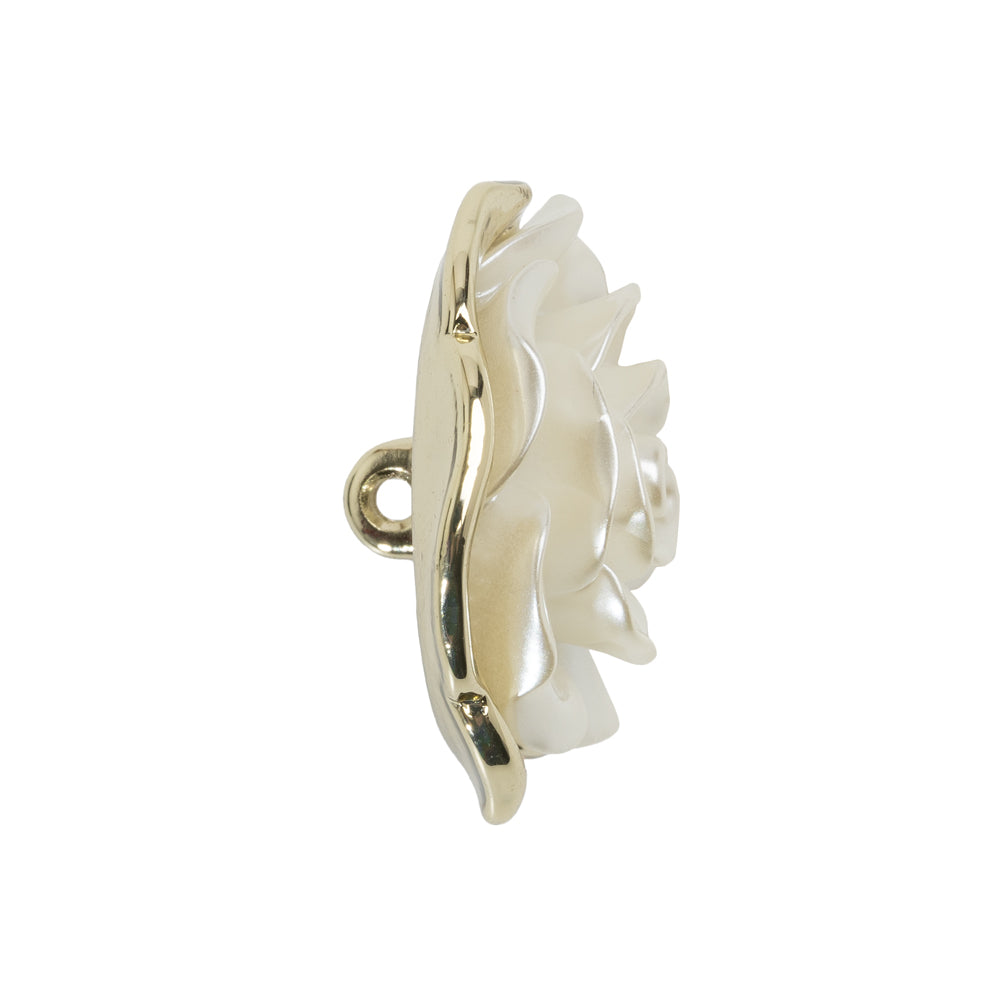 Metal 3D Shank Back Button - 40L/25.5mm - Pearlescent Ivory and Gold Rose - Folded Metal 3D Shank Back Button - 40L/25.5mm - Pearlescent Ivory and Gold Rose - Folded