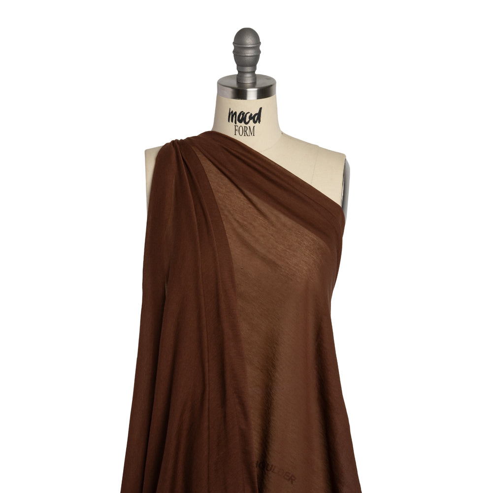 Lightweight Cotton Jersey - Russet Brown - Designer Deadstock Drape Lightweight Cotton Jersey - Russet Brown - Designer Deadstock Drape