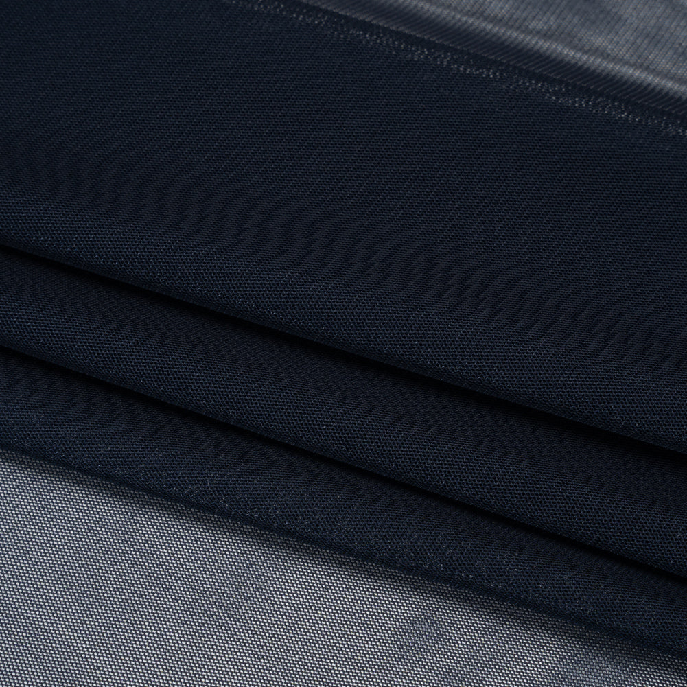 Crisp Polyester Stretch Mesh - Navy - Designer Deadstock - Folded Crisp Polyester Stretch Mesh - Navy - Designer Deadstock - Folded
