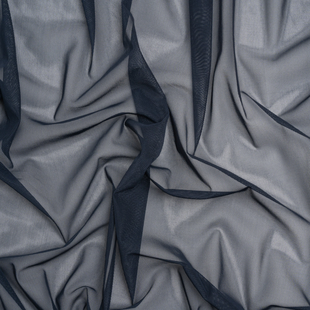 Crisp Polyester Stretch Mesh - Navy - Designer Deadstock Crisp Polyester Stretch Mesh - Navy - Designer Deadstock