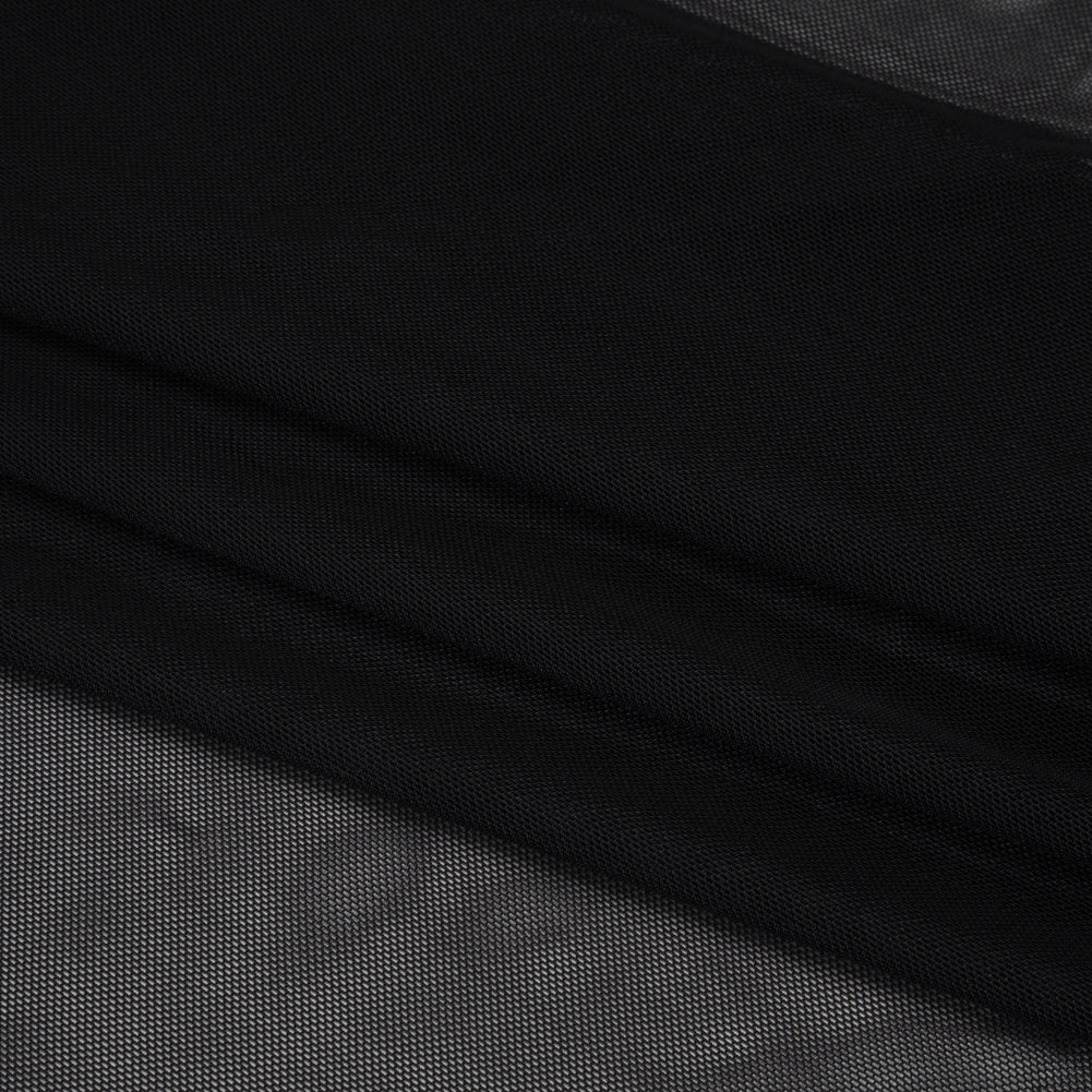 Polyester Stretch Mesh - Black - Designer Deadstock - Folded Polyester Stretch Mesh - Black - Designer Deadstock - Folded