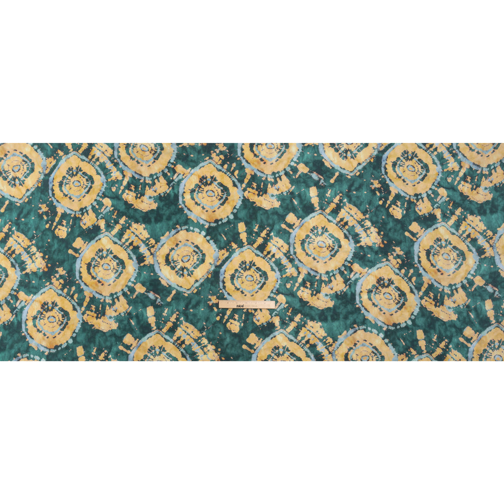 Medium Weight LInen Woven - Dark Green and Golden Beige Tie Dye - Made in Italy Full Medium Weight LInen Woven - Dark Green and Golden Beige Tie Dye - Made in Italy Full