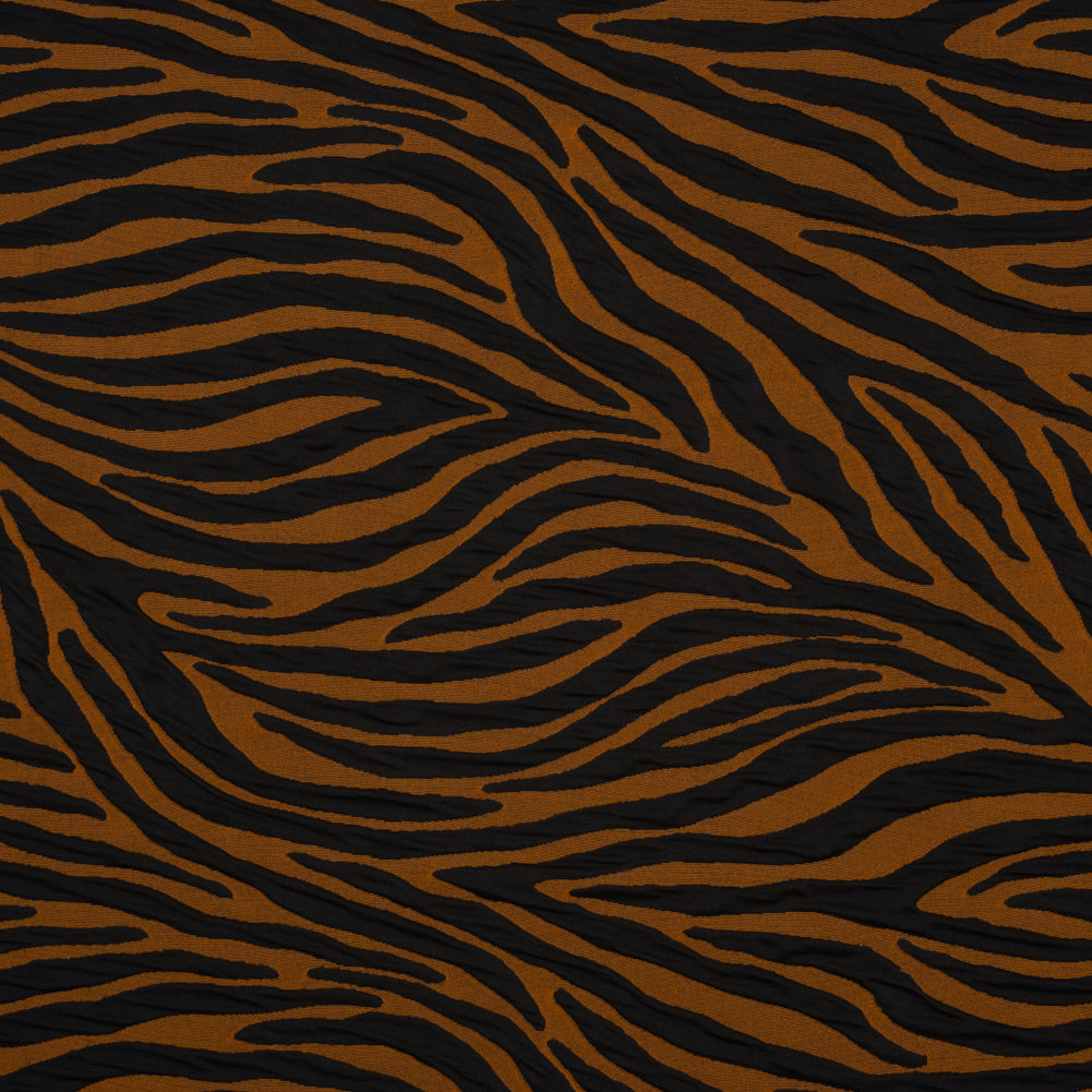 Stretch Knit Jacquard by Mara Hoffman - Burnt Orange and Black Tiger Stripes - Designer Deadstock Stretch Knit Jacquard by Mara Hoffman - Burnt Orange and Black Tiger Stripes - Designer Deadstock