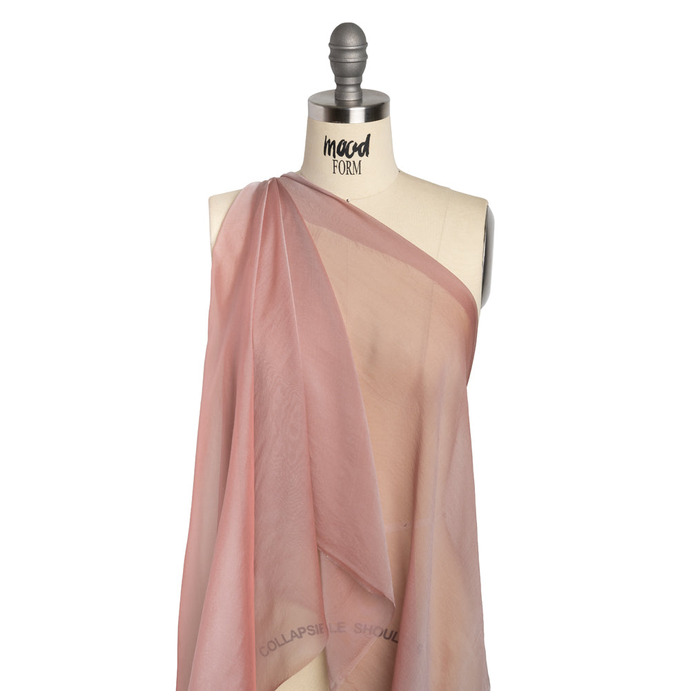 Chiffon-Like Silk Voile - Light Gray and Mauve Iridescent - Adelaide Collection - Drape Chiffon-Like Silk Voile - Light Gray and Mauve Iridescent - Adelaide Collection - Drape