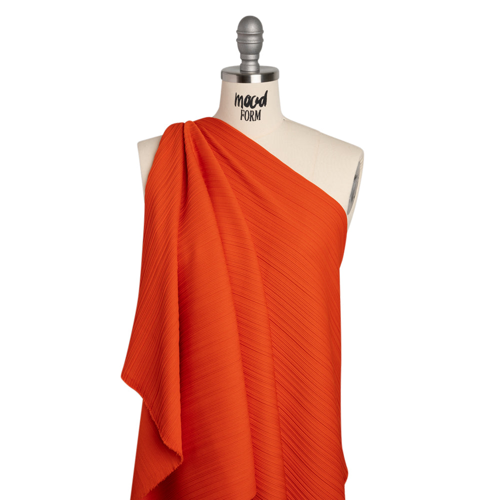 Ribbed Stretch Polyester Double Knit by Mara Hoffman - Blaze Orange - Designer Deadstock - Drape Ribbed Stretch Polyester Double Knit by Mara Hoffman - Blaze Orange - Designer Deadstock - Drape