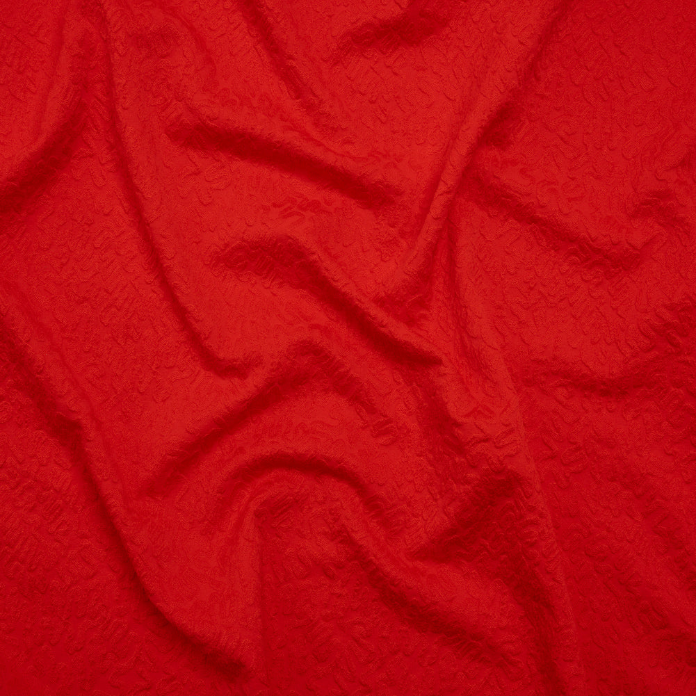 Stretch Polyester Jacquard Knit by Mara Hoffman - Red Orange Squiggles - Designer Deadstock Stretch Polyester Jacquard Knit by Mara Hoffman - Red Orange Squiggles - Designer Deadstock