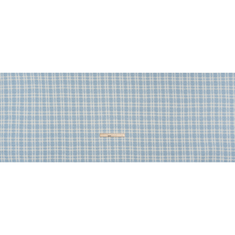 Cotton and Polyester Plaid Tweed with Baby Sequins and Eyelash Fringe - Baby Blue and White - Deadstock - Full Cotton and Polyester Plaid Tweed with Baby Sequins and Eyelash Fringe - Baby Blue and White - Deadstock - Full
