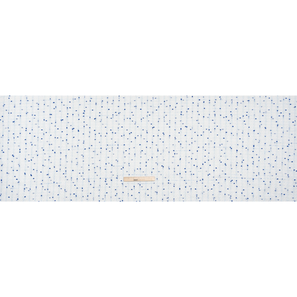 Polyester Pom Pom Tweed with Baby Sequins - White and Cobalt Blue - Deadstock - Full Polyester Pom Pom Tweed with Baby Sequins - White and Cobalt Blue - Deadstock - Full