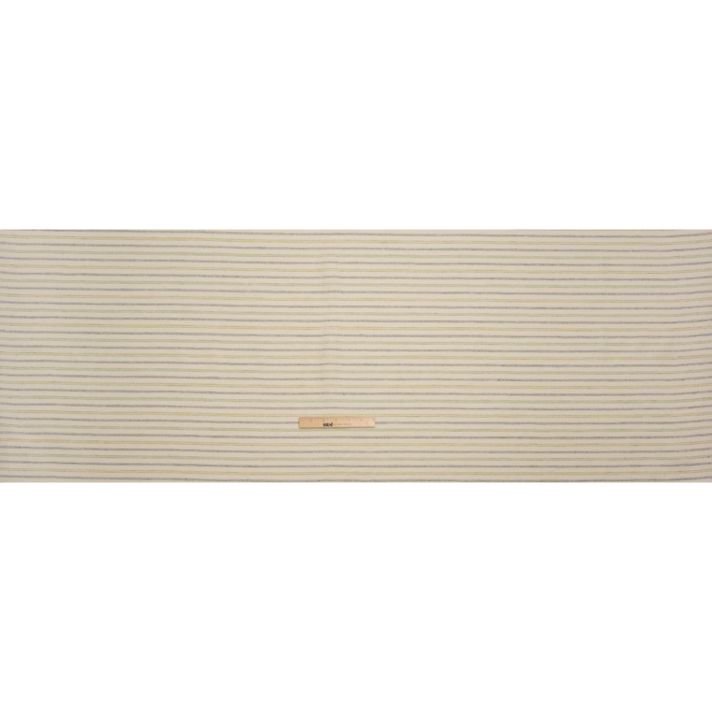 Medium Weight Linen Woven - Cream, Green and Yellow Ticking Stripes Full Medium Weight Linen Woven - Cream, Green and Yellow Ticking Stripes Full