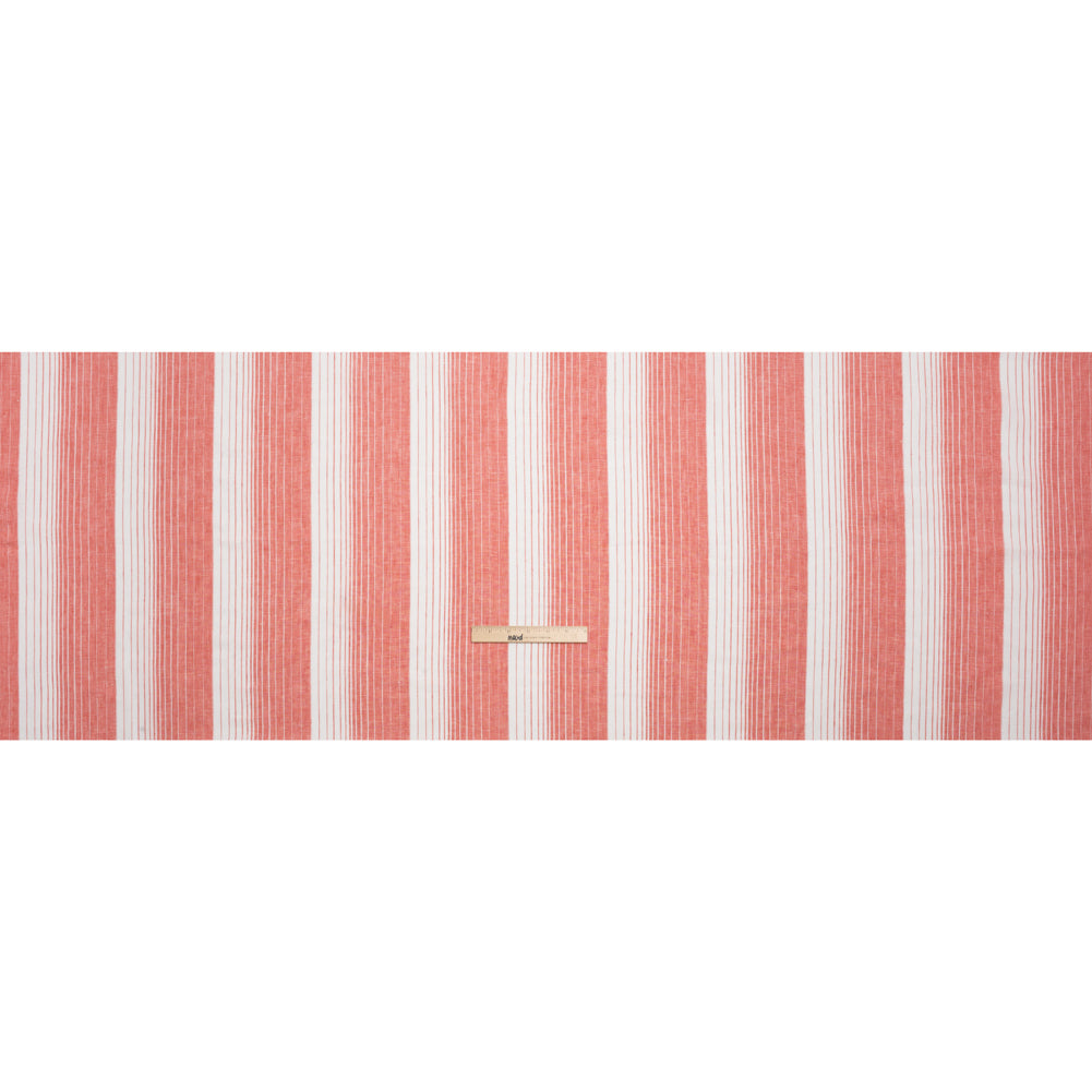 Medium Weight Linen Woven - Coral Pink and White Gradient Stripes Full Medium Weight Linen Woven - Coral Pink and White Gradient Stripes Full