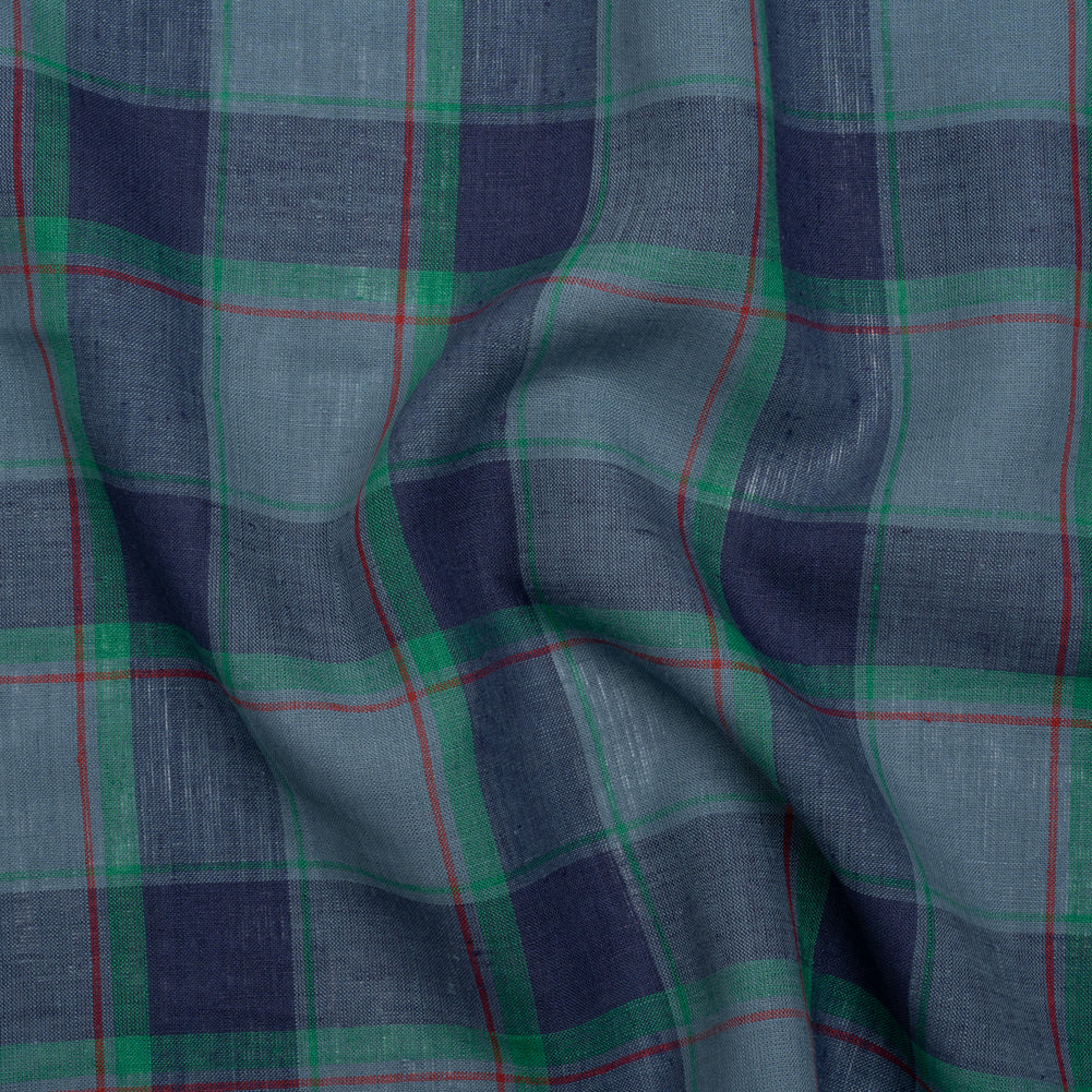 Medium Weight Linen Woven - Blue, Green and Red Plaid Medium Weight Linen Woven - Blue, Green and Red Plaid