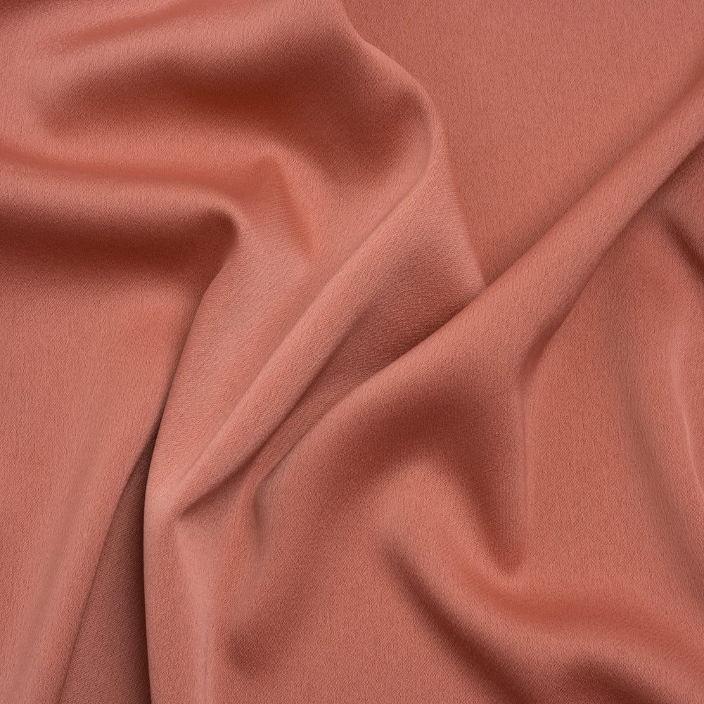 Stretch Polyester Crepe Back Satin - Spiced Coral - Deadstock Stretch Polyester Crepe Back Satin - Spiced Coral - Deadstock