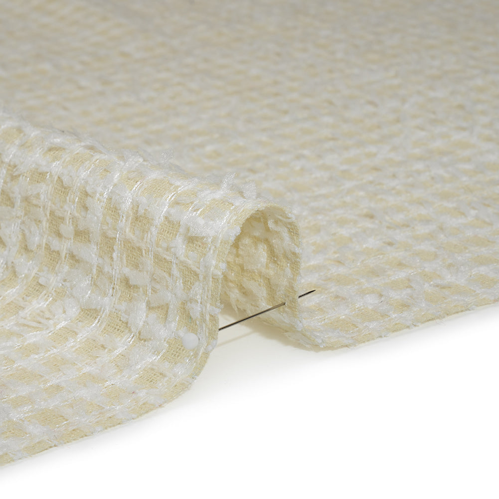 Fluffy Tweed - Cream and White Mini Windowpane Checks - Deadstock - Detail Fluffy Tweed - Cream and White Mini Windowpane Checks - Deadstock - Detail