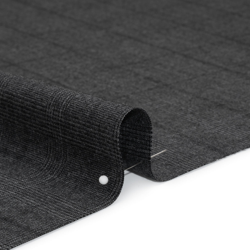 Super 130 Wool Suiting Made in Italy - Black and Gray Glen Plaid - Deadstock - Detail Super 130 Wool Suiting Made in Italy - Black and Gray Glen Plaid - Deadstock - Detail
