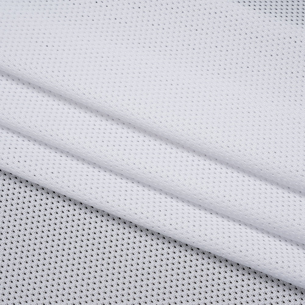Polyester Athletic Mesh - White - Designer Deadstock - Folded Polyester Athletic Mesh - White - Designer Deadstock - Folded