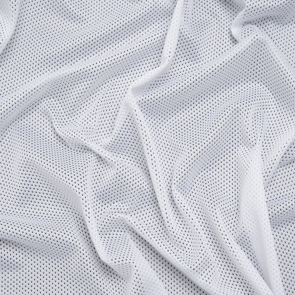 Polyester Athletic Mesh - White - Designer Deadstock Polyester Athletic Mesh - White - Designer Deadstock
