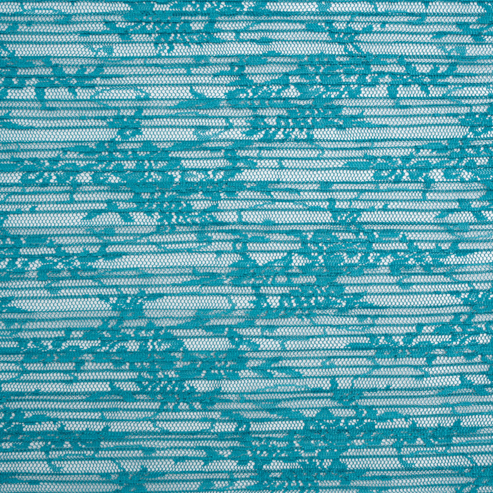 Plisse Lace - Turquoise Floral - Designer Deadstock Drape Plisse Lace - Turquoise Floral - Designer Deadstock Drape