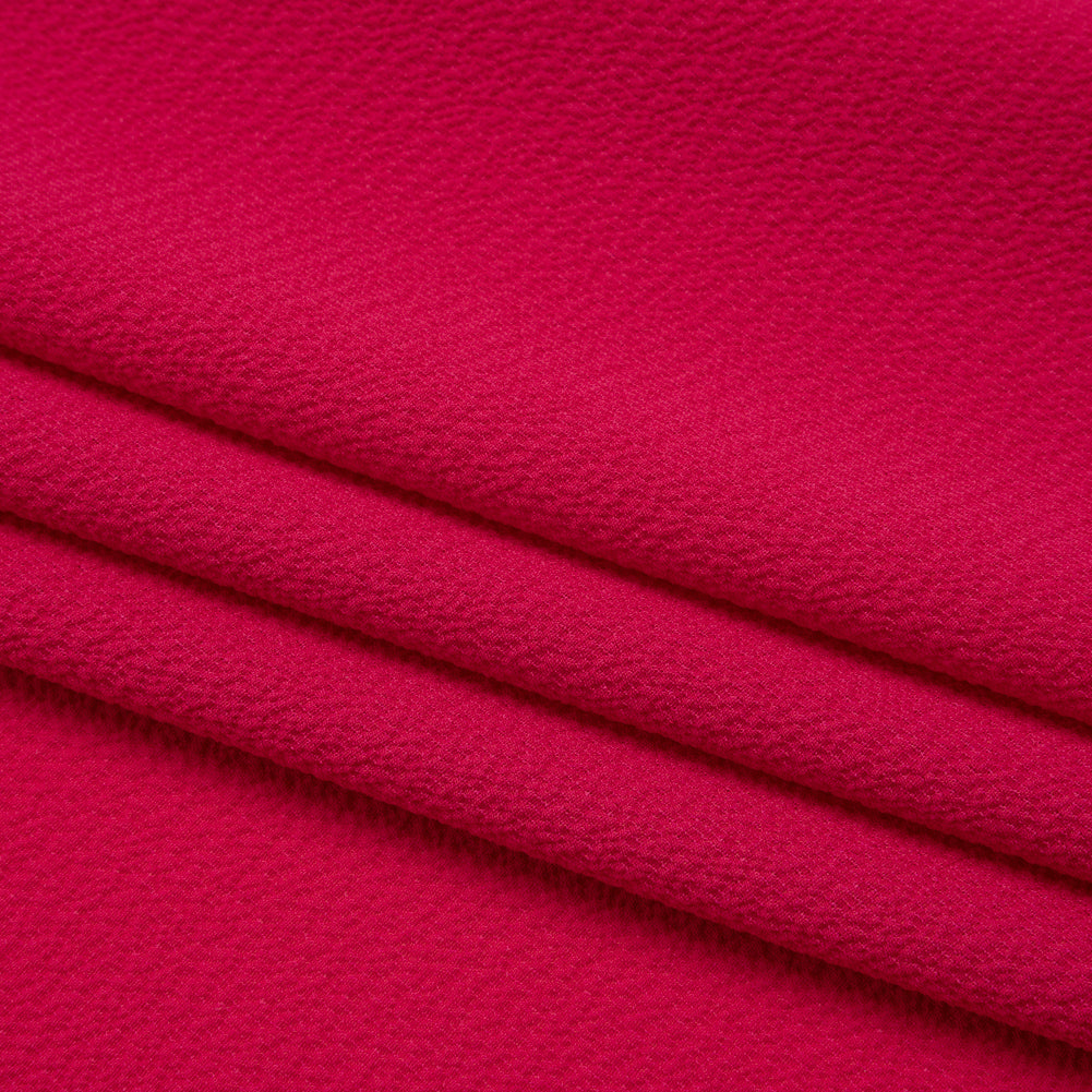 Stretch Polyester Crepe - Hot Pink - Designer Deadstock - Folded Stretch Polyester Crepe - Hot Pink - Designer Deadstock - Folded