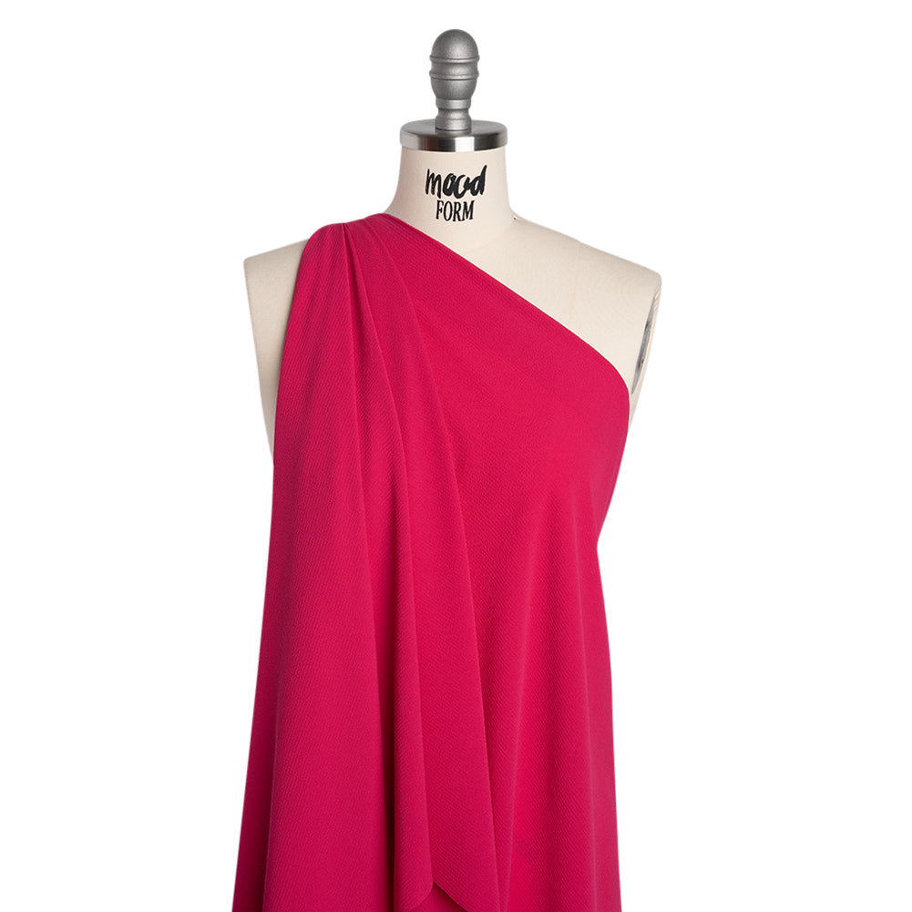 Stretch Polyester Crepe - Hot Pink - Designer Deadstock - Drape Stretch Polyester Crepe - Hot Pink - Designer Deadstock - Drape