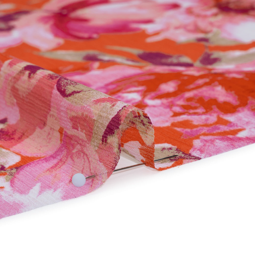 Crinkled Polyester Chiffon Print - Pink, Coral and Fuchsia Watercolor Flowers - Designer Deadstock - Full - Image 4 of 5 Crinkled Polyester Chiffon Print - Pink, Coral and Fuchsia Watercolor Flowers - Designer Deadstock - Full - Image 4 of 5