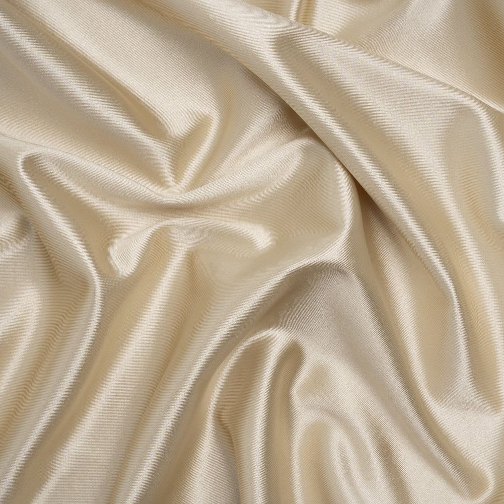 Satin-Faced Stretch Polyester Knit - Champagne Gold - Designer Deadstock Satin-Faced Stretch Polyester Knit - Champagne Gold - Designer Deadstock
