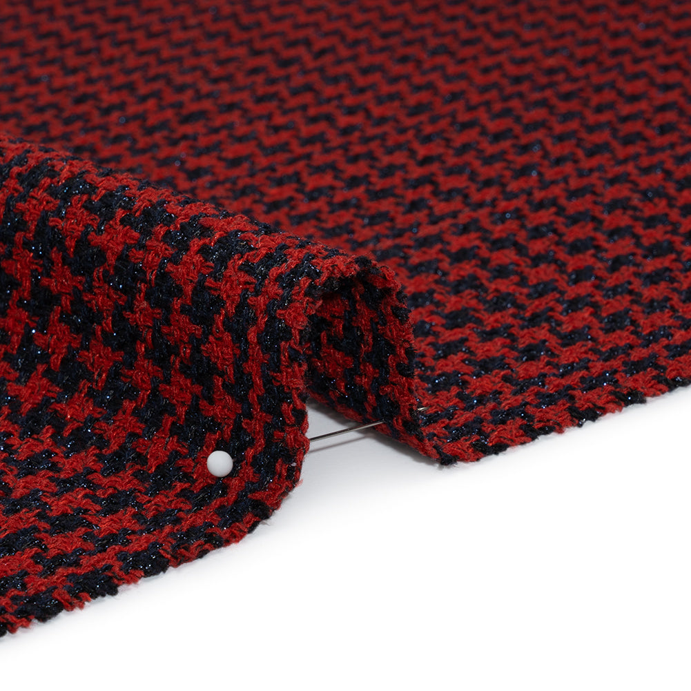 Metallic Tweed - Red and Navy Houndstooth - Deadstock - Detail Metallic Tweed - Red and Navy Houndstooth - Deadstock - Detail
