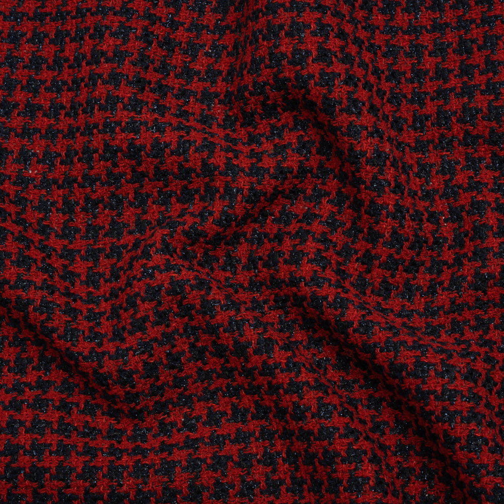 Metallic Tweed - Red and Navy Houndstooth - Deadstock Metallic Tweed - Red and Navy Houndstooth - Deadstock