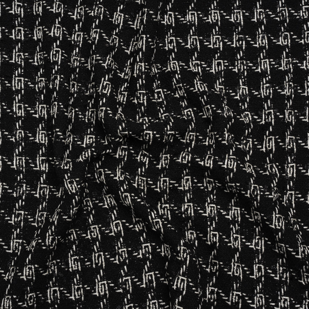 Crepe Polyester Woven - Black and White Plaid - Deadstock Crepe Polyester Woven - Black and White Plaid - Deadstock