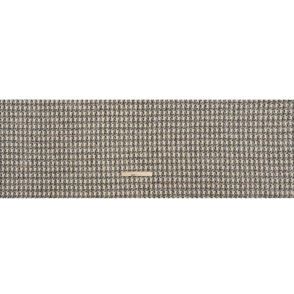 Wool Blend Boucle Tweed - Ivory and Black Houndstooth - Deadstock - Full Wool Blend Boucle Tweed - Ivory and Black Houndstooth - Deadstock - Full