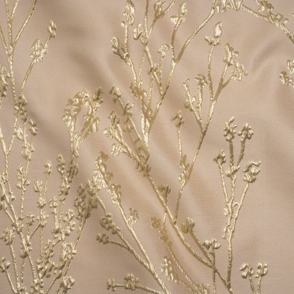 Metallic Brocade - Beige and Gold Flowering Branches Metallic Brocade - Beige and Gold Flowering Branches