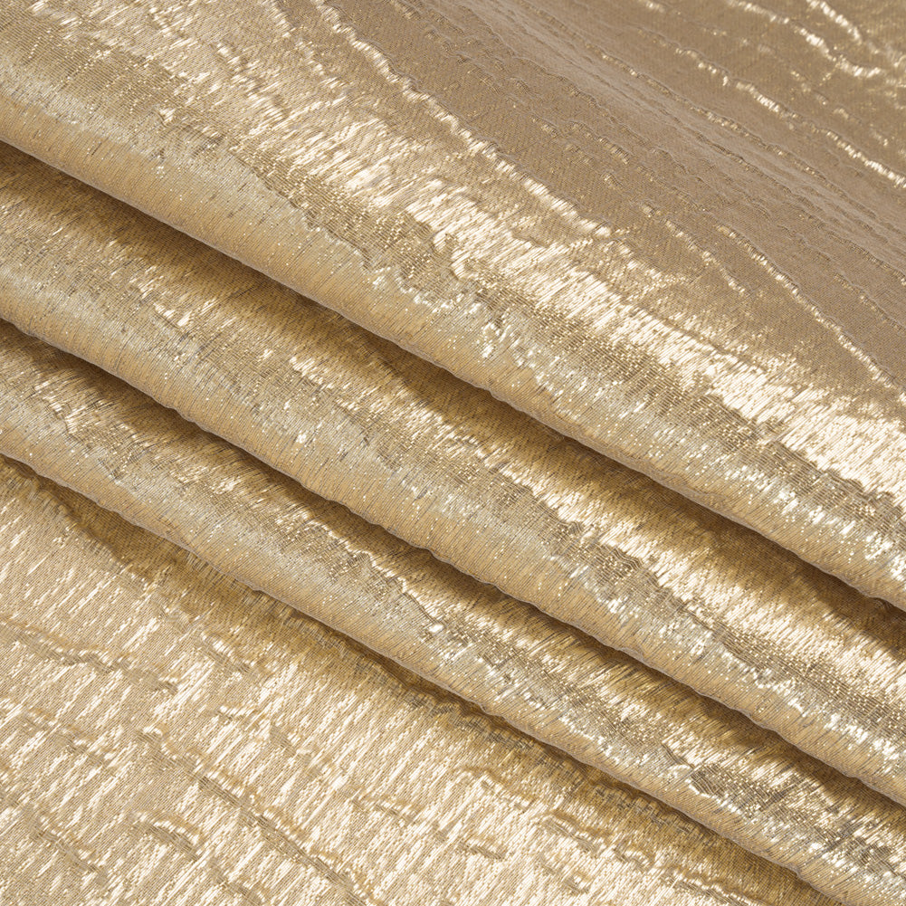 Metallic Brocade - Gold Subtle Wrinkles - Kylie Collection - Folded Metallic Brocade - Gold Subtle Wrinkles - Kylie Collection - Folded