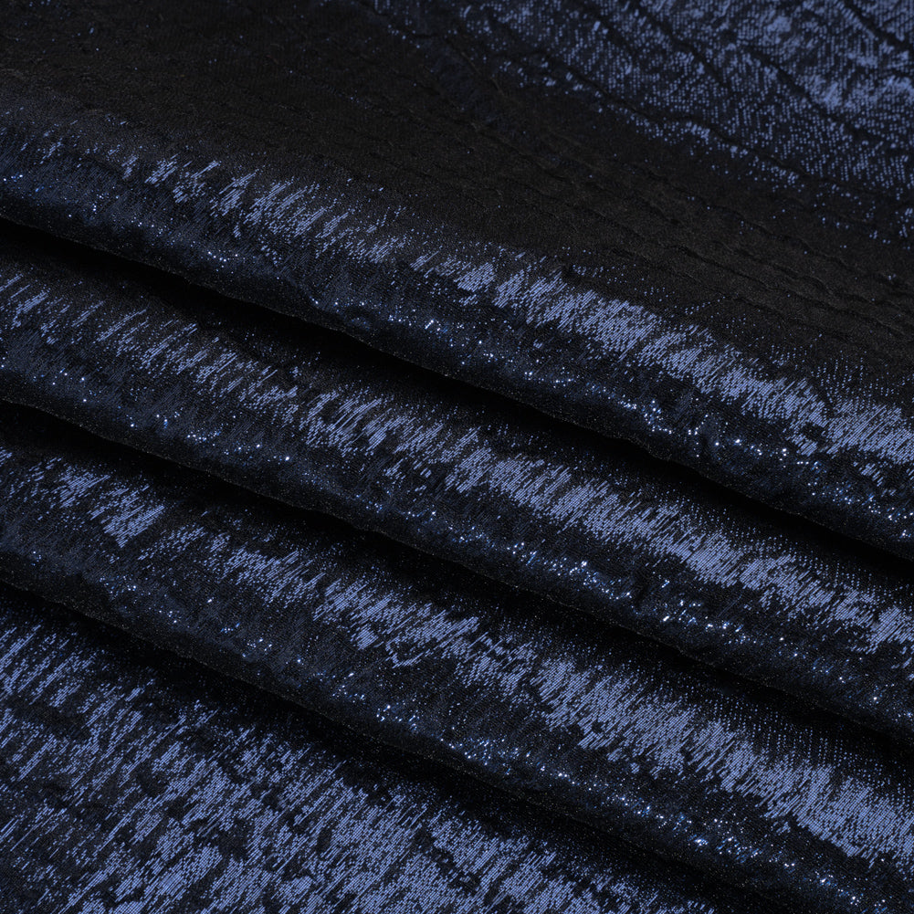 Metallic Brocade - Navy Blue Subtle Wrinkles - Kylie Collection - Folded Metallic Brocade - Navy Blue Subtle Wrinkles - Kylie Collection - Folded