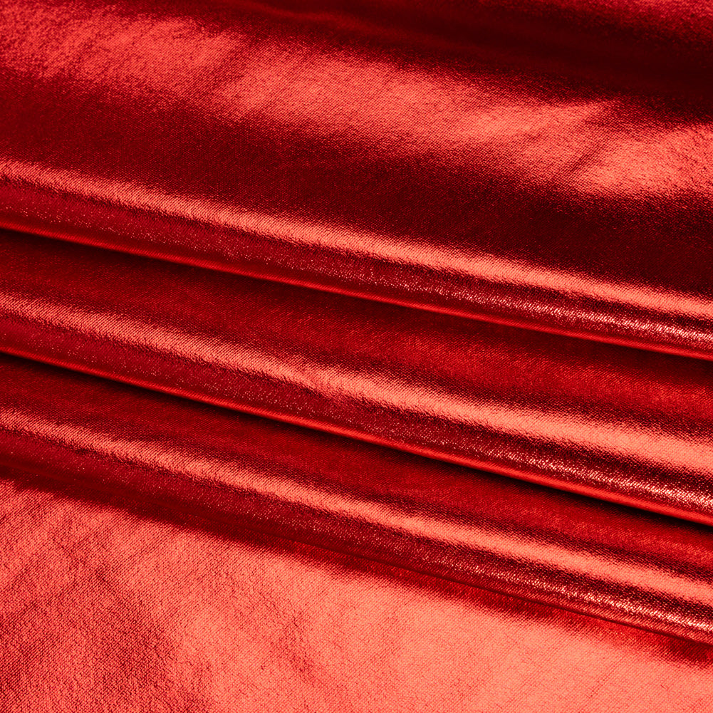 Knit Faux Leather with PET Anodized Aluminum Film - Red - Elizabeth Collection - Detail Knit Faux Leather with PET Anodized Aluminum Film - Red - Elizabeth Collection - Detail